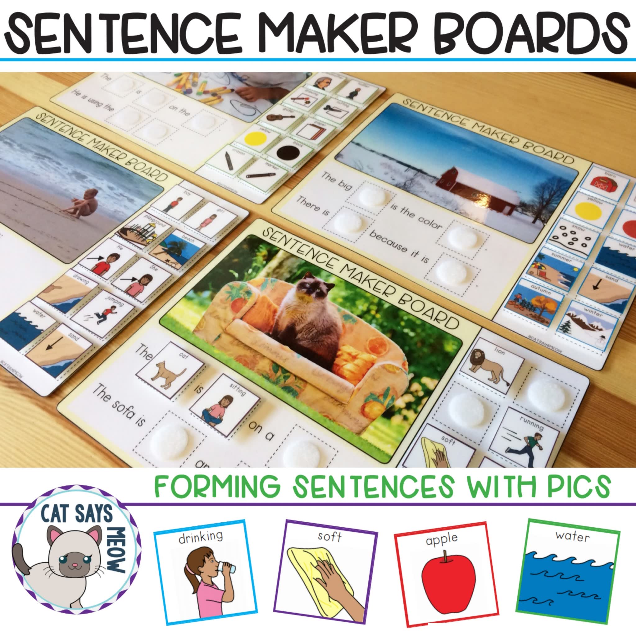 《sentence-maker-boards》句子组合练习作业纸安静书PDF