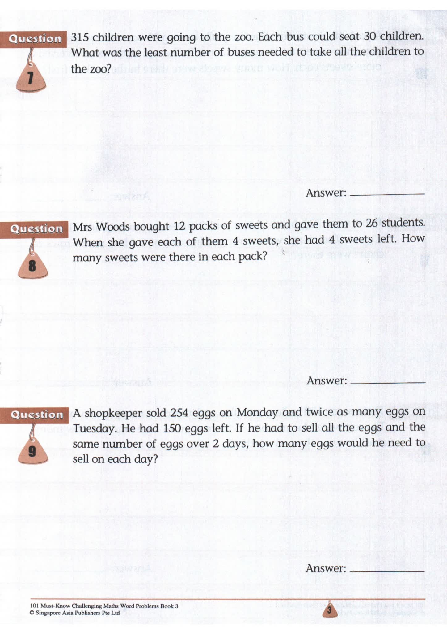 新加坡数学应用题练习册101 Challenging Maths Word Problems