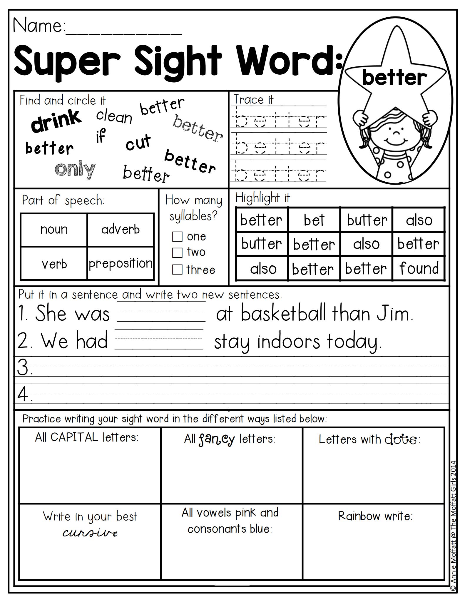 Sight Word Super Stars高频词练习纸