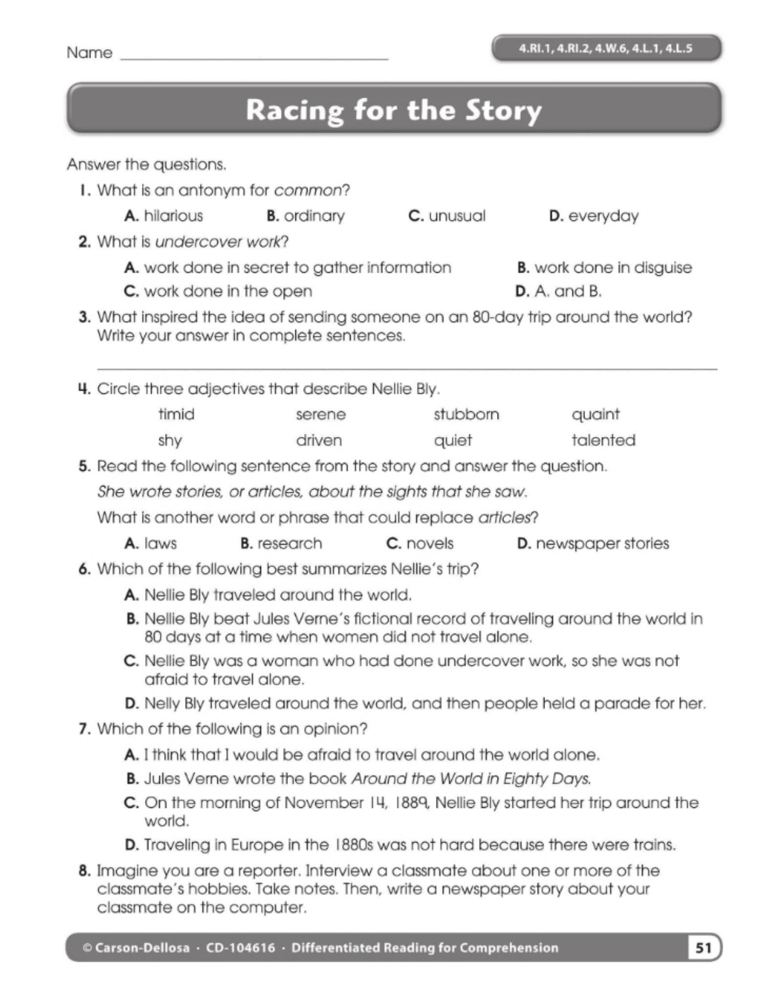 差异化阅读练习册 Differentiated Reading for Comprehension