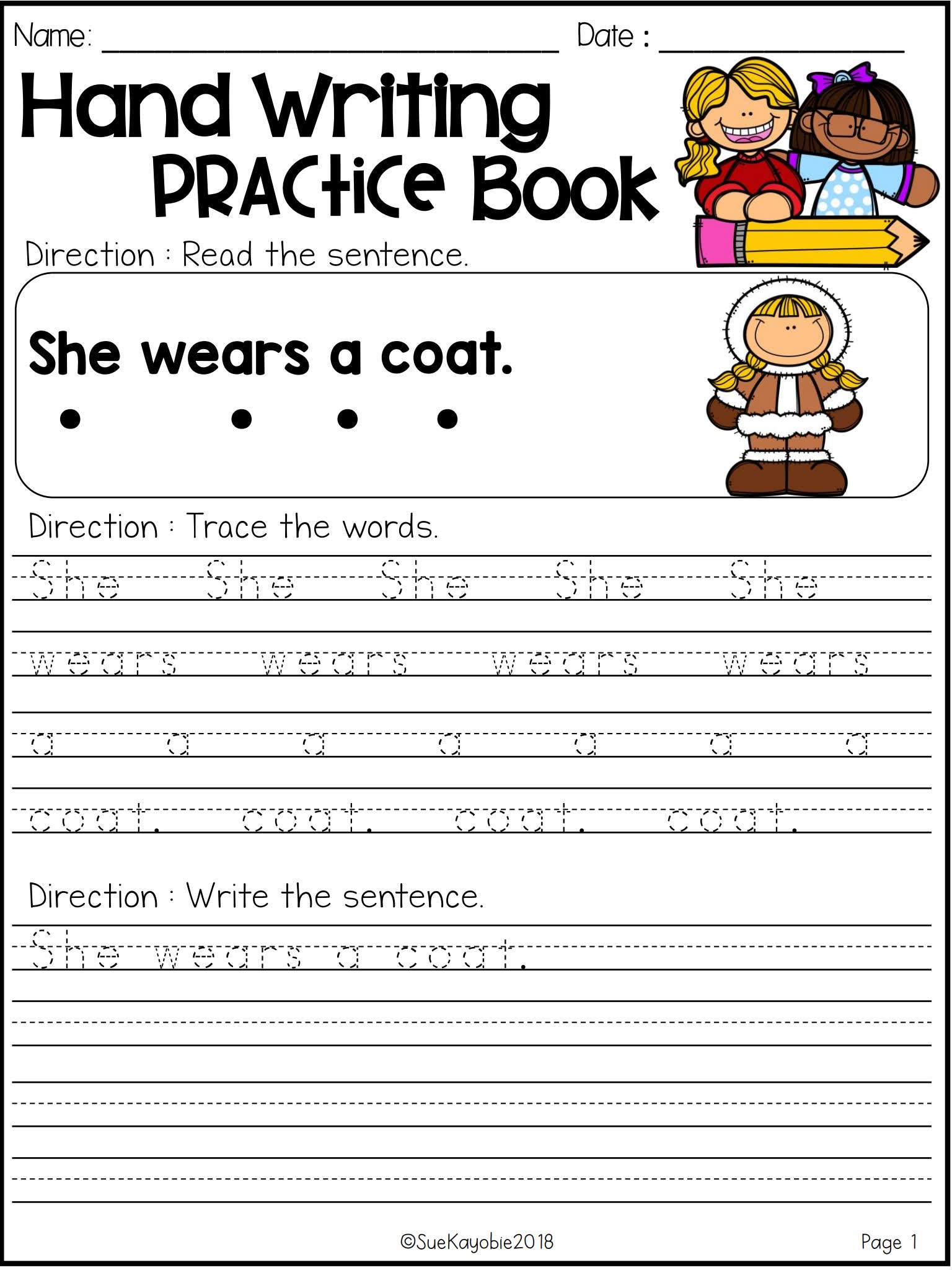 英文书写入门练习纸 Hand Writing Practice Book
